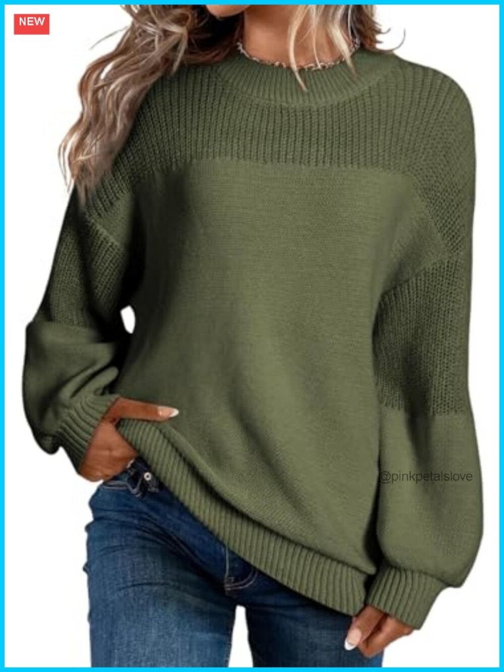 Women's Oversized Long Sleeve Crewneck Pullover Sweater
